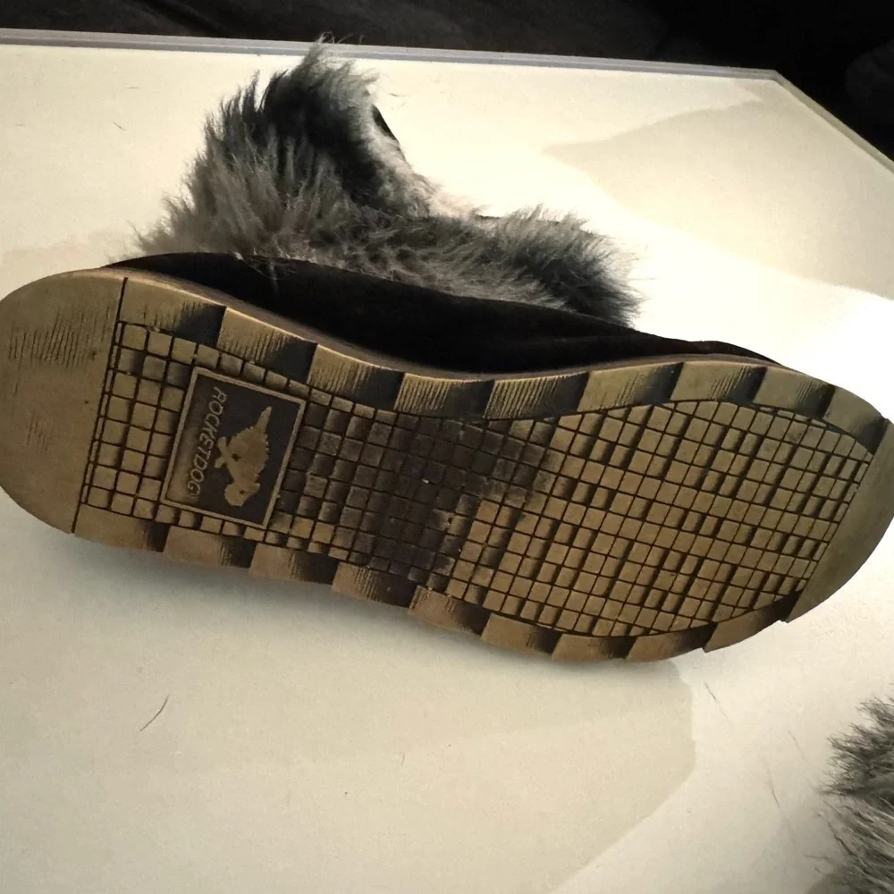 Rocket Dog Black and Gray Fur Winter Boots